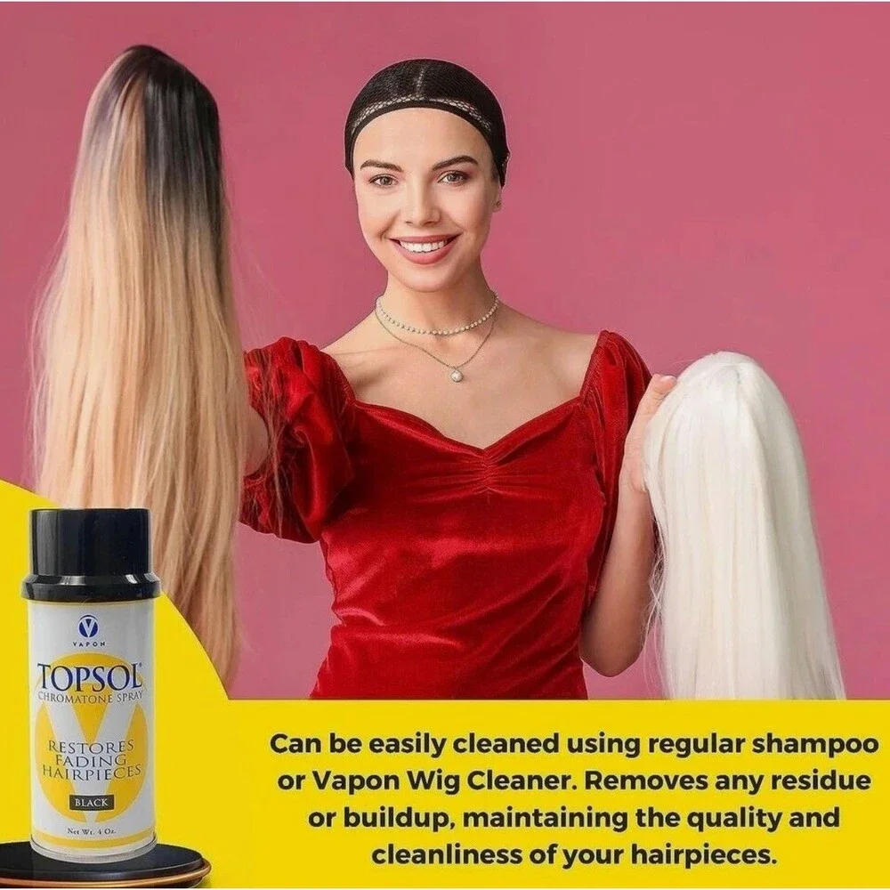 Vapon Topsol Chromatone Spray Black 4 Oz 2-Pack Hairpieces Wigs Toupees